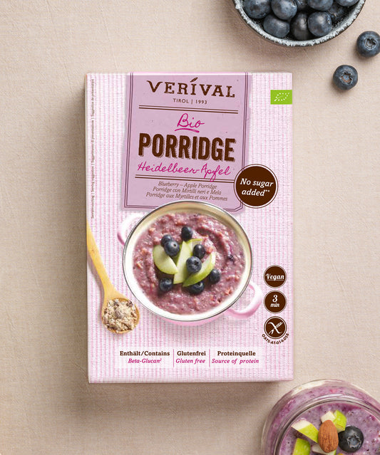 Bio Porridge aux myrtilles et pommes